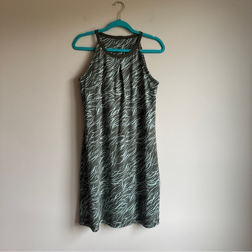 Patagonia Green Print High Neck A Line Dress Medium